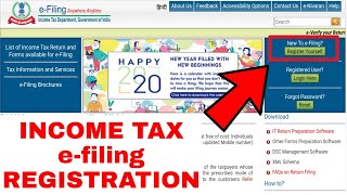 Income Tax efiling First Time Registration Process 2020  Income Tax Registration in Hindi 2020 [upl. by Ardnuhsed]