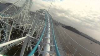 Surf Coaster Roller Coaster POV Front Seat Togo Sea Paradise Yokohama Tokyo Japan 1080p HD [upl. by Ahsetan]