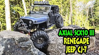 Blue Renegade💥 110 Axial SCX10 III JEEP CJ7 ‎axialvideos crawlerrc subscribe [upl. by Berri]