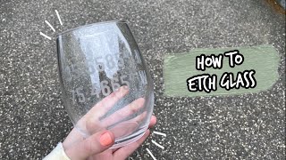 DIY ETCHED WINE GLASS  How To Etch Glass Using Cricut amp Armour Etch \\ SUPER EASY [upl. by Durston]