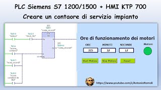 PLC Siemens S7 1200 amp HMI KTP 700 Creare un conta ore di funzionamento dellimpianto [upl. by Revned]