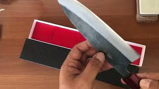 Muneishi Aogami 2 soft iron clad gyuto 180 mm unboxing pisau jepang knifejapaneseknifepisaudapur [upl. by Hausner507]