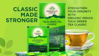 ORGANIC INDIA Tulsi Green Tea Classic  Classic Made Stronger  Organic Green Tea [upl. by Jaynes495]