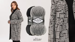 Alize Superlana Maxi ile Zincir İşi Hırka • Chain Stitch Cardigan • Кардиган с воздушными петлями [upl. by Lezah]