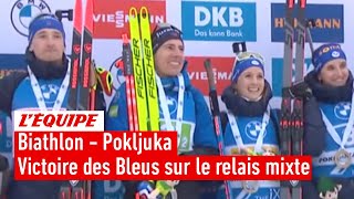 Biathlon 2023  Le résumé de la victoire des Bleus sur le relais mixte à Pokljuka [upl. by Asiole693]