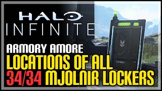 All 34 Mjolnir Armor Locker Locations Halo Infinite Armory Amore Achievement [upl. by Nawad389]