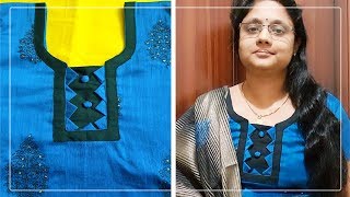 Churidar Neck Design cutting and stitching malayalam  Kurti Neck Designs  Latest Neck Design [upl. by Evol]