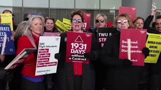 Flight attendant protest in Austin Chicago and Miami part of demonstrations at airports worldwide [upl. by Anallese]