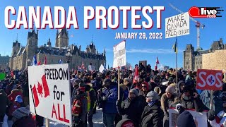 Mass antimandate protest kicks off in Ottawa filling the streets with trucks amp people  LiveFEED® [upl. by Zehc488]