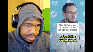 BigR reacts to Mike McDaniel seems to be loving media sessions in Germany  Miami Dolphins [upl. by Lizette]