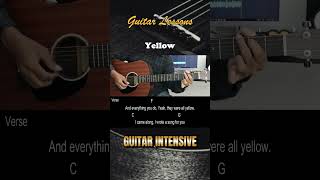 Yellow  Coldplay  EASY Guitar Chords amp Strumming Pattern  Guitar Lessons for Beginners [upl. by Rooney]