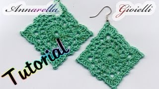 Tutorial Orecchini Uncinetto quotSquarequot  Crochet earrings [upl. by Egdamlat]