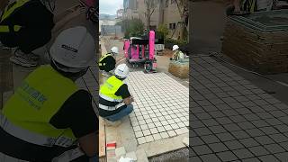 Laying pavement tiles process  Good tools and machines make work easier [upl. by Niatirb]