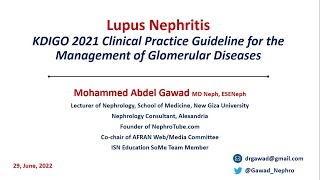 Lupus Nephritis KDIGO 2021 Guidelines  English Language  Dr Gawad [upl. by Ydne]