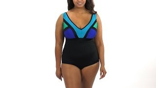 Longitude Between the Lines Plus Size VNeck Tank One Piece  SwimOutletcom [upl. by Mart]