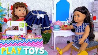 Baby Doll Makes Clothes with Sewing Machine Play Toys DIY [upl. by Patric]