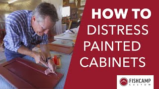 How To Distress Custom Cabinetry Painted Finishes  FishCamp Custom  Livingston Montana [upl. by Editha]