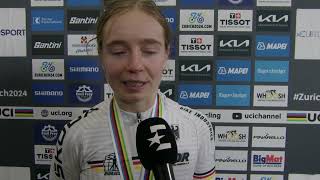 Antonia Niedermaier  Interview at the finish  World Championships Road Race Zürich 2024 [upl. by Ahsenor]