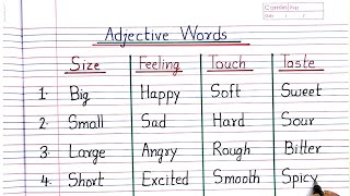 Adjective words  Describing words  Adjective words for daily use  english grammar  Adjectives [upl. by Yelekreb]