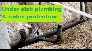 Our house construction Pipes in basement Radon gas protection Rough in plumbing [upl. by Syhr]