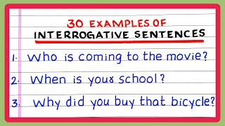 INTERROGATIVE SENTENCES  5  10  20  30 EXAMPLES OF INTERROGATIVE SENTENCES  IN ENGLISH GRAMMAR [upl. by Treva140]