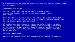 How to Fix Windows XP BSOD UNMOUNTABLEBOOTVOLUME Tutorial [upl. by Dannon574]