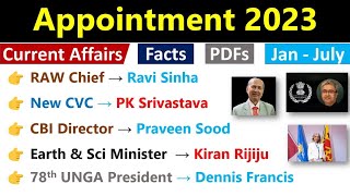 Appointment 2023 Current Affairs  Who Is Who 2023 Current Affairs  All Important Appointment 2023 [upl. by Relyk976]