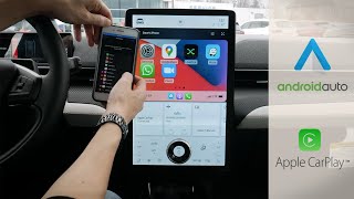 Connecting a phone and setting up Android AutoApple CarPlay in the Mustang Mach E [upl. by Llednahs]