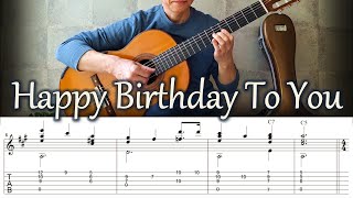 Happy Birthday To You  Fingerstyle Guitar  TAB [upl. by Nolur]