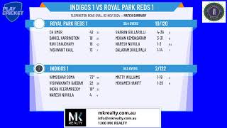 Indigos 1 v Royal Park Reds 1 [upl. by Elyad]