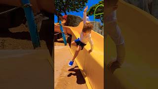 Can Lucas Survive the Epic Yellow Water Slide 🌊💛 waterpark hawaii kids [upl. by Innig]