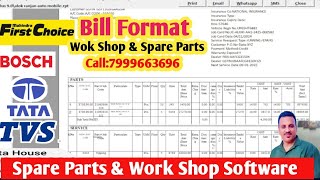 Spare Parts Bill Format Work Shop Software Work Shop Invoice FormatBest Software For Work Shop [upl. by Bakeman]