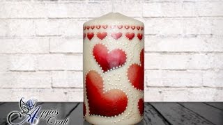 Decoupage Tutorial  Valentine candle with rice paper [upl. by Magner]