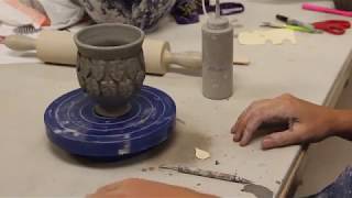 Incising and Applique Design on pottery [upl. by Dreda952]