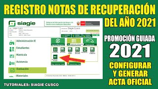 Siagie Cusco 2022  Ingreso de NOTAS DE RECUPERACIÓN PROMOCIÓN GUIADA DEL 20212022 GENERAR ACTA [upl. by Grim]