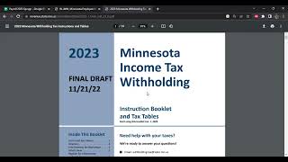 2023 Minnesota withholding formulas  Payroll in Googlesheets [upl. by Drofkcor]