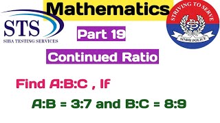 Continued Ratio For STS Preparation Of sindh police 2024 Ex61 Math Class 7 [upl. by Ange612]