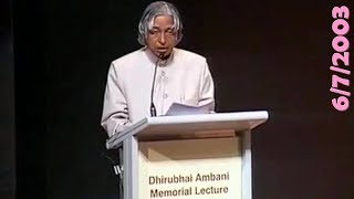 Dr APJ Abdul Kalam 1st Dhirubhai Ambani Memorial Lecture [upl. by Elspet797]