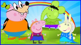 PEPPA PIG HULK VS ELSA ANNA FROZEN DOG GOOFY DISNEY HULK VS SPONGE BOB SQUARE PANTS NEW DISGUISE [upl. by Llegna]