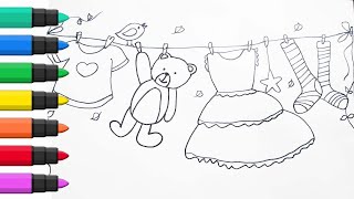 Clothesline  Coloring and Drawing for Kids [upl. by Malia]