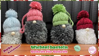 WICHTEL basteln  Schritt für Schritt  aus Pappe amp Wolle  Deko  Geschenk  Baumanhänger  DIY [upl. by Darlene]