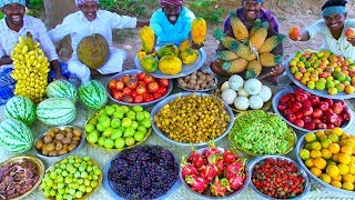 FRUIT SALAD  Colourful Healthy Fruits mixed salad recipe  Fruits Cutting and Eating in Village [upl. by Aened306]