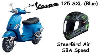 Vespa 125 SXL Blue  SteerBird Air SBA Speed [upl. by Nwahsyd29]