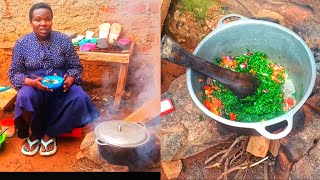 How we cook tasty collards greenkalesSukuma wiki in the village in a traditional way [upl. by Ceil]