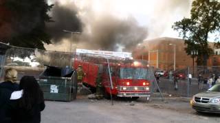 Warning Strong Language Fire Truck Crashes Into Concrete Barrier [upl. by Selda]