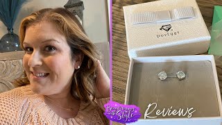 2CTW Moissanite Earrings Compared to 1CTW  Size Demonstration [upl. by Anelak506]