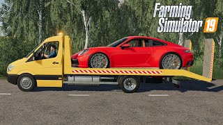 FS19  Mercedes Sprinter Autotransporter  CAR MOD DOWNLOAD LINK for Farming Simulator 2019 [upl. by Airotkciv]