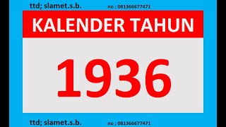 kalender tahun 1936 lengkap weton dean pasaran  gerhana [upl. by Aeht]