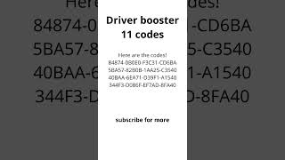 Driver booster 11 codes 2023 100 Working shorts [upl. by Nired]