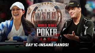 WSOP Main Event 2024  Day 1c INSANE HANDS with Phil Hellmuth amp Arden Cho [upl. by Eadie772]